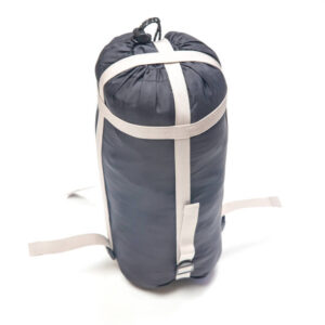 Folded sleeping bag on a white background. items for tourism and camping